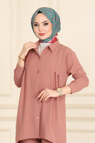 طقم قطعتين زهري (بلوز طويل + بنطال)  5583AYD574